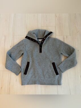 L.L. Bean Heather Gray Ribbed Zip Pullover